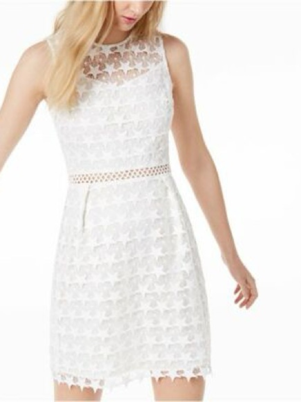 Maison Jules White Star Lace Sleeveless Midi Dress